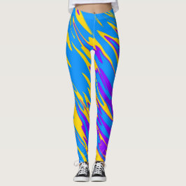 Spuitverf Geel Blauw Paars Leggings