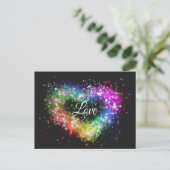 Spuitverf met regenboogkleurige verf die glitter-h briefkaart (Staand voorkant)