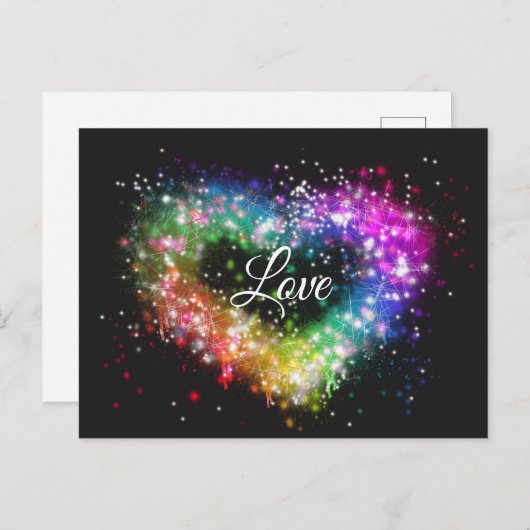 Spuitverf met regenboogkleurige verf die glitter-h briefkaart (Voorkant / Achterkant)