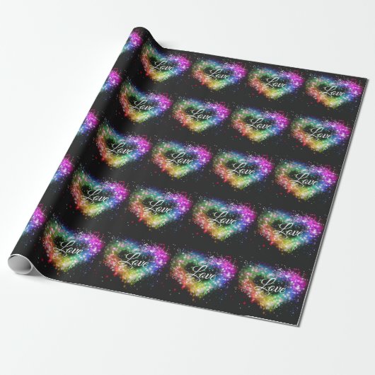 Spuitverf met regenboogkleurige verf die glitter-h cadeaupapier (Uitgerold)