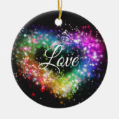 Spuitverf met regenboogkleurige verf die glitter-h keramisch ornament (Voorkant)