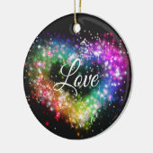 Spuitverf met regenboogkleurige verf die glitter-h keramisch ornament (Links)