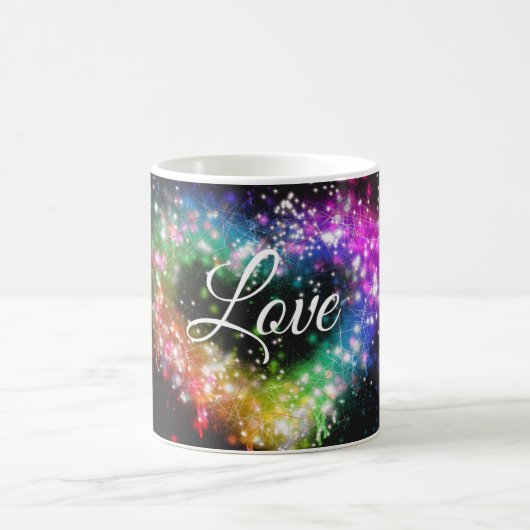 Spuitverf met regenboogkleurige verf die glitter-h koffiemok (Center)