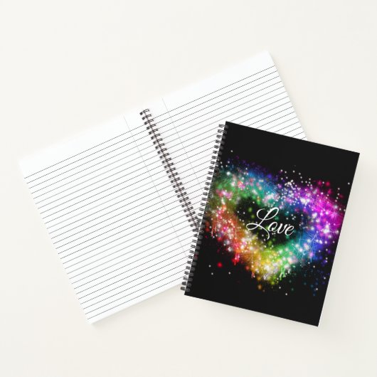 Spuitverf met regenboogkleurige verf die glitter-h notitieboek (Binnen)