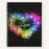 Spuitverf met regenboogkleurige verf die glitter-h notitieboek (Voorkant)