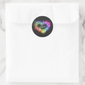 Spuitverf met regenboogkleurige verf die glitter-h ronde sticker (Tas)