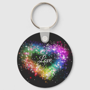 Spuitverf met regenboogkleurige verf die glitter-h sleutelhanger