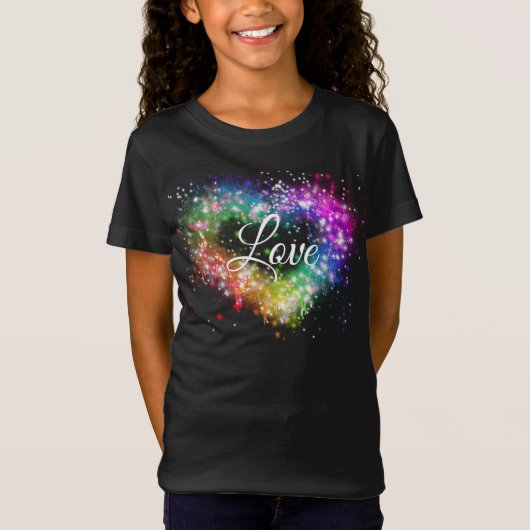 Spuitverf met regenboogkleurige verf die glitter-h t-shirt (Voorkant)