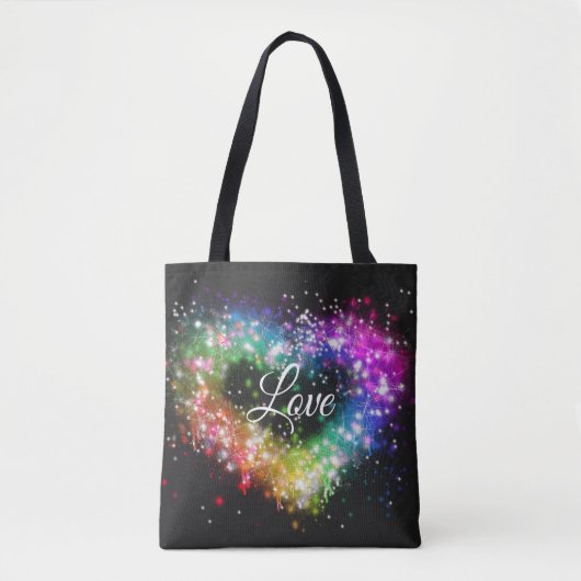 Spuitverf met regenboogkleurige verf die glitter-h tote bag (Voorkant)