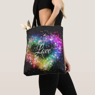Spuitverf met regenboogkleurige verf die glitter-h tote bag
