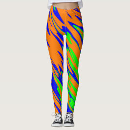 Spuitverf Oranje blauw Limoen Leggings