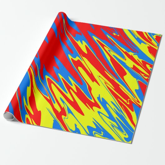 Spuitverf Rood Geel Blauw Cadeaupapier (Uitgerold)
