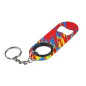 Spuitverf Rood Geel Blauw Mini Flessenopener (Voorkant Gekanteld)