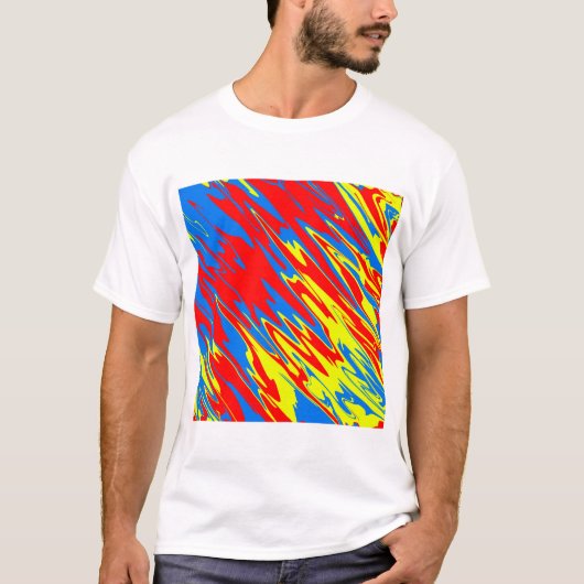 Spuitverf Rood Geel Blauw T-shirt (Voorkant)