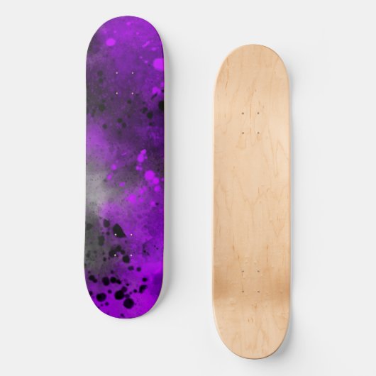 Spuitverf Splatter Effect Paars Skateboard (Voorkant)