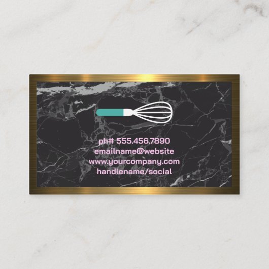 Spuitzak | Icing Frosting | Marmer | Goud Metaal Visitekaartje (Achterkant)