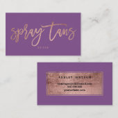 Spuitzout logo elegant roos goudtypografie paars visitekaartje (Voorkant / Achterkant)