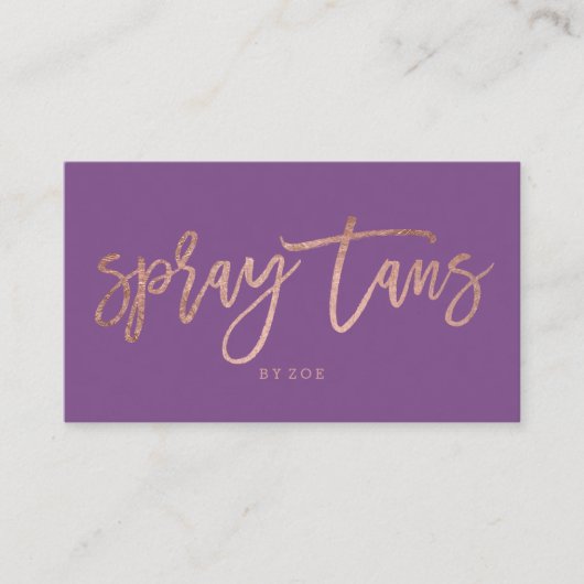 Spuitzout logo elegant roos goudtypografie paars visitekaartje (Voorkant)
