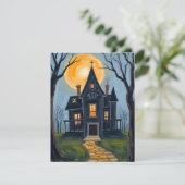 Spukhuis | Enge Halloween Feestdagenkaart (Staand voorkant)