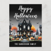 Spukhuis Gelukkig Halloween Feestdagenkaart (Voorkant)