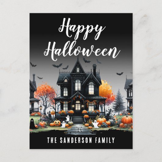 Spukhuis Gelukkig Halloween Feestdagenkaart (Voorkant)