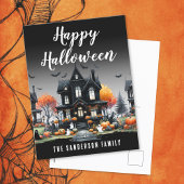 Spukhuis Gelukkig Halloween Feestdagenkaart