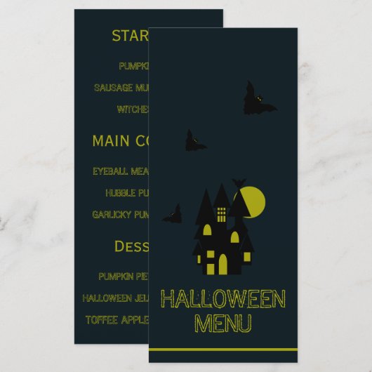 Spukhuis, Halloween-menu Menu (Voorkant / Achterkant)