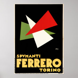 SPUMANTI FERRERO Torino Old Italiaanse Champagne W Poster