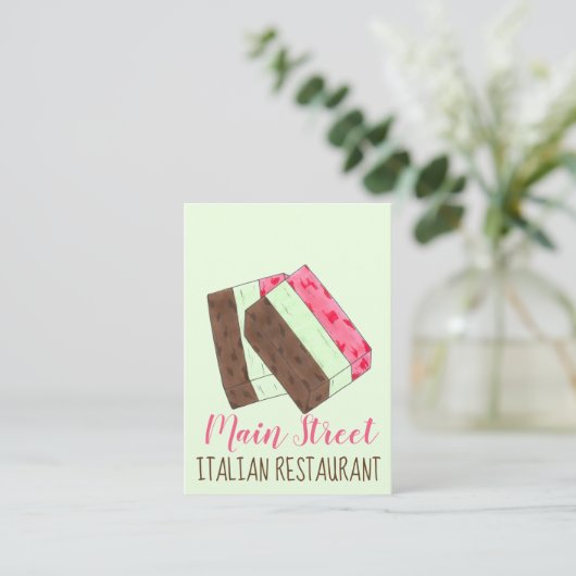 Spumoni Gelato Ice Cream Italy Restaurant Food Visitekaartje (Staand voorkant)