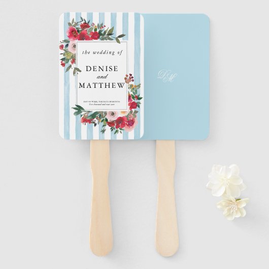 Spun Sugar Blue Wedding Invitation Handwaaier (Voorkant en achterkant)