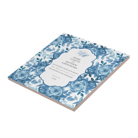 Spun Sugar & Skydiver Blue Wedding Keepomwille Cer Tegeltje (Zijkant)