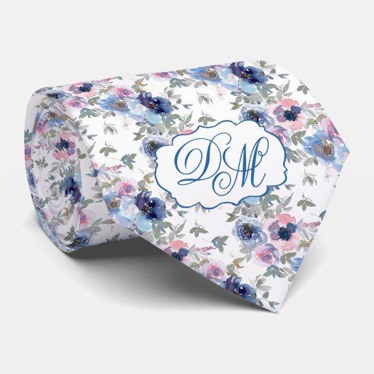 Spun Sugar & Skydiver Blue Wedding Keepomwille Nec Stropdas (Opgerold)