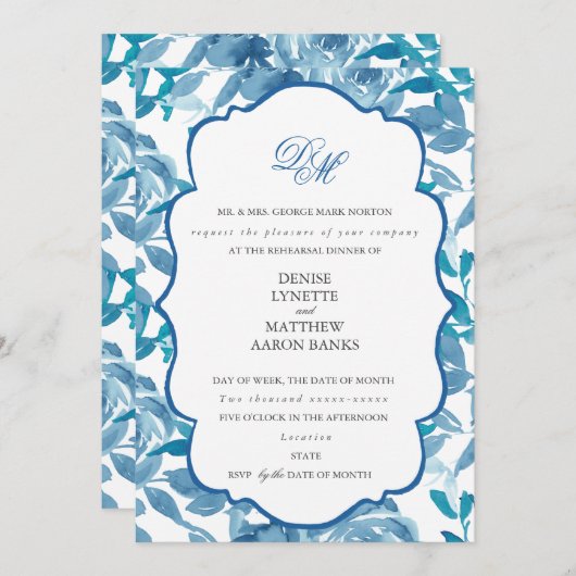 Spun Sugar & Skydiver Blue Wedding Rehearsal Kaart (Voorkant / Achterkant)