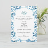 Spun Sugar & Skydiver Blue Wedding Rehearsal Kaart (Staand voorkant)