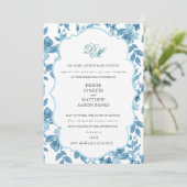 Spun Sugar & Skydiver Blue Wedding Rehearsal Kaart (Staand voorkant)