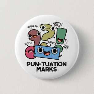 Spun-tuation markeert grappige interpunctie woords ronde button 5,7 cm