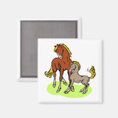 Spunky Mare Foal Cute Cartoon Horse Theme Equine Magneet (Voorkant / Achterkant)