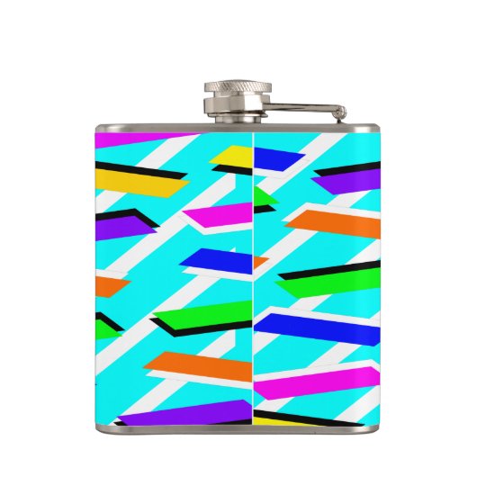 Spunky Neon Turquise Retro Vibes Fun Abstract Heupfles (Achterkant)