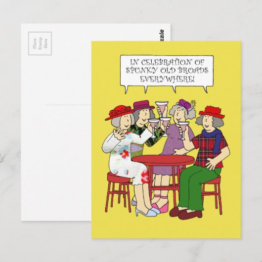 Spunky Old Broads maand februari Cartoon Dames Briefkaart (Voorkant / Achterkant)