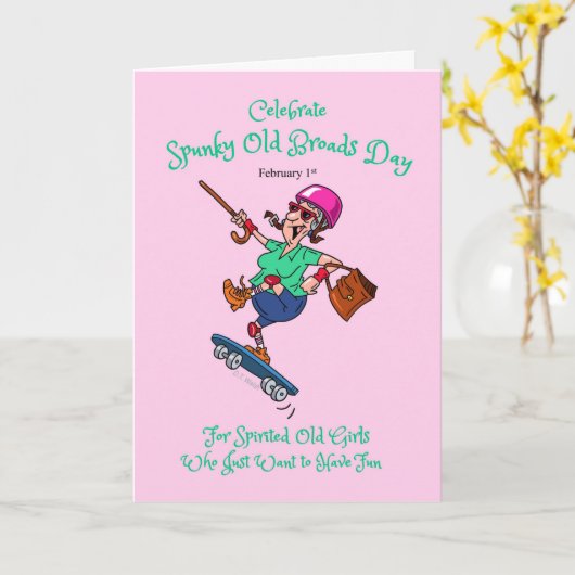 Spunky Oude Dames Dag 1 februari Oudere Dame Kaart (Gele Bloem)