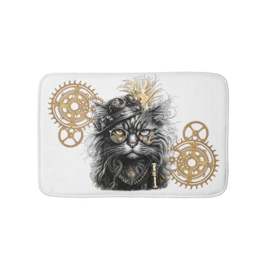 Spunky Paws De Funky Steampunk Kat Badmat (Voorkant)
