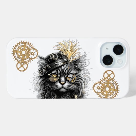 Spunky Paws De Funky Steampunk Kat Case-Mate iPhone Case (Achterkant (horizontaal))
