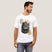 Spunky Paws De Funky Steampunk Kat  T-shirt (Voorkant volledig)