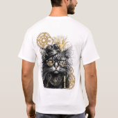 Spunky Paws De Funky Steampunk Kat T-shirt (Achterkant)