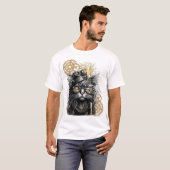Spunky Paws De Funky Steampunk Kat T-shirt (Voorkant volledig)