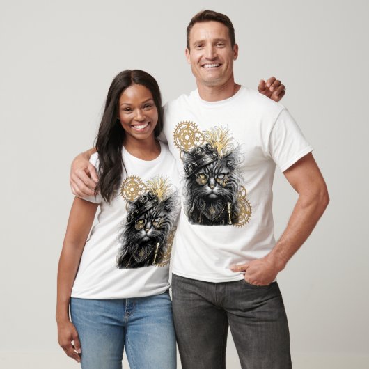 Spunky Paws De Funky Steampunk Kat T-shirt (Unisex)