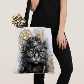 Spunky Paws De Funky Steampunk Kat Tote Bag (Dichtbij)