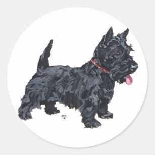 Spunky Scottie Dog Ronde Sticker