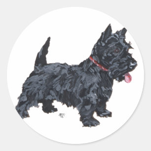 Spunky Scottie Dog Ronde Sticker