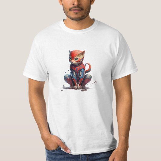 Spunky Superhero: Spy Web-Slinging Cat T T-shirt (Voorkant)